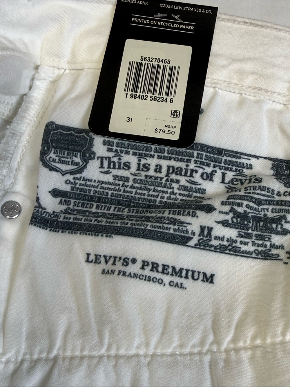 Levis 501 Premium Shorts Womens Sz 31 White Gold Metallic High Rise Cutoff - Picture 9 of 12